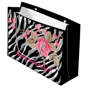 Luxury Tiger Rose Trendy Line Large Gift Bag