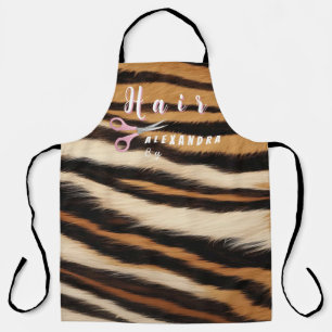 Luxury Tiger Skin Faux Fur Hair Salon Apron