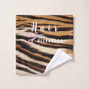 Luxury Tiger Skin Faux Fur Hair Salon Wash Cloth