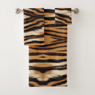 Luxury Tiger Skin Faux Fur Wild Animal Stripe Bath Towel Set