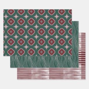 Luxury tile pattern, graceful lines, crossed paths wrapping paper sheets
