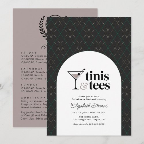 Luxury Tinis & Tees Golf Bachelorette Weekend Invitation