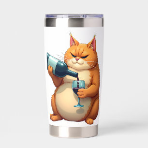Luxury Tipsy Cat Modern Art Illustration Insulated Tumbler