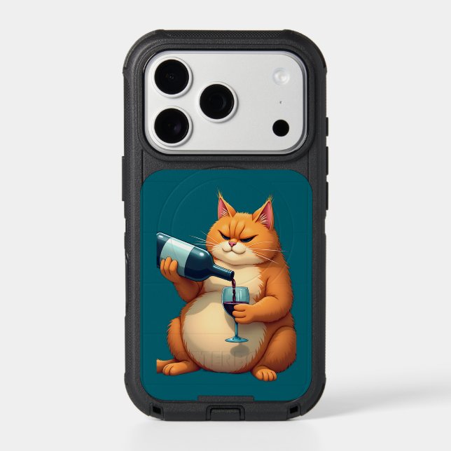 Luxury Tipsy Cat Modern Art Illustration Otterbox iPhone Case (Back)