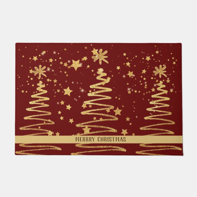Luxury traditional family favorite glitter red doormat (Front)