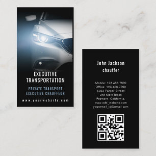 Luxury Transport Car QR Code Blue & Black Business Card