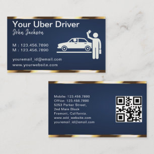 Luxury Transport Car QR Code Blue & Gold Business Card