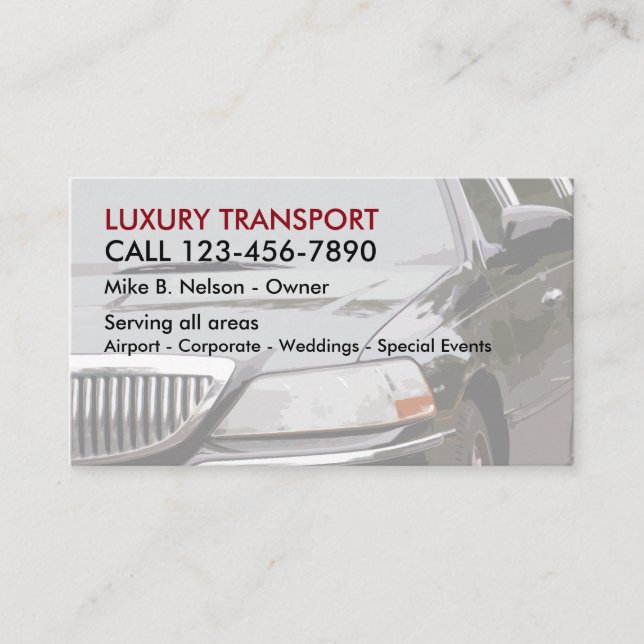 Luxury Transportation Business Card (Front)