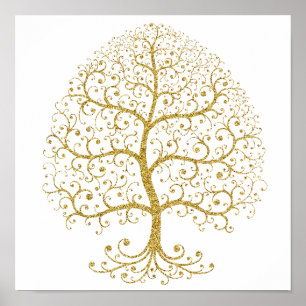 Luxury Tree of Life Gold Modern Minimalist Poster