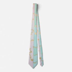 Luxury Trendy Blush Pink Mint Gold Collection Neck Tie