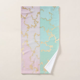 Luxury Trendy Blush Pink Soft Mint Gold Collection Bath Towel Set