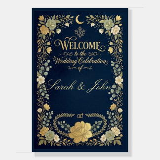 Luxury Trendy elegant navy golden welcome wedding Foam Board