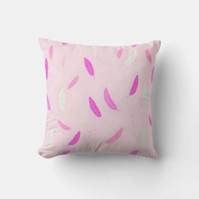 Luxury Trendy Feathers Boho Collection Throw Pillow (Front)