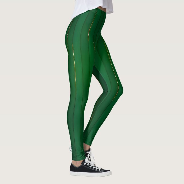 Luxury Trendy Green Gold Linen Texture Collection Leggings (Right)