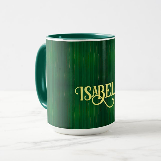 Luxury Trendy Green Gold Linen Texture Collection Mug (Front Left)
