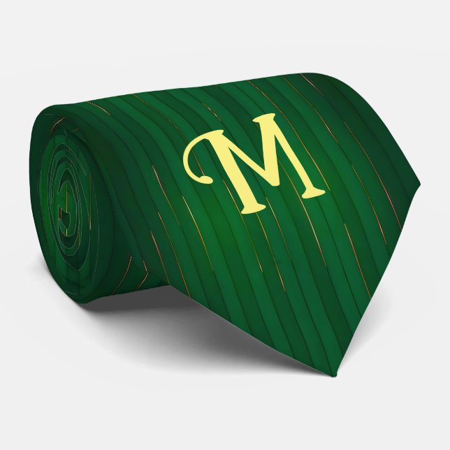 Luxury Trendy Green Gold Linen Texture Collection Neck Tie (Rolled)