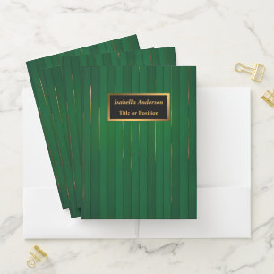 Luxury Trendy Green Gold Linen Texture Collection Pocket Folder