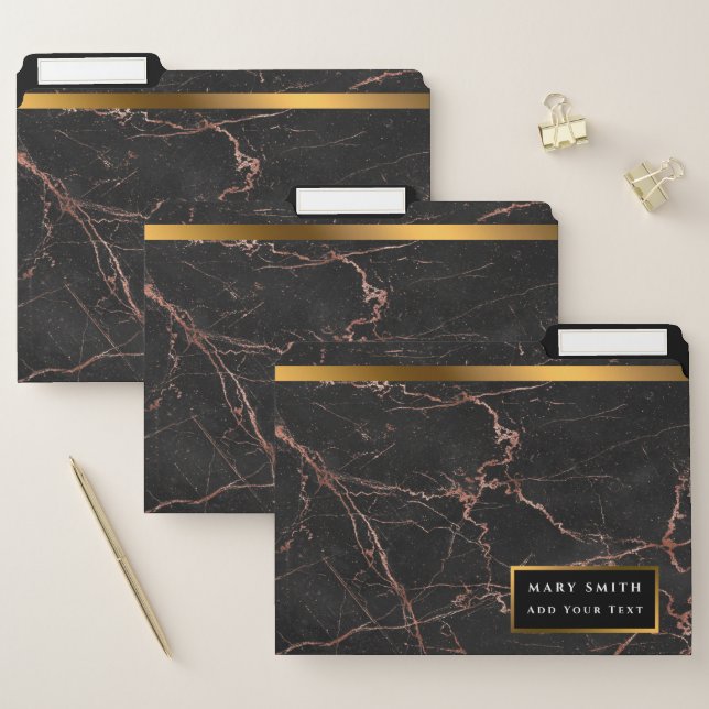 Luxury Trendy Marble Pink Black Customize File Folder (Set)