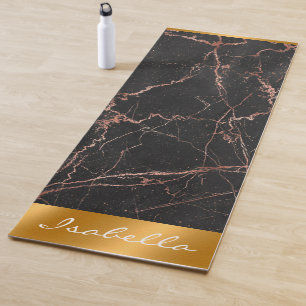 Luxury Trendy Marble Pink Black Customize Yoga Mat