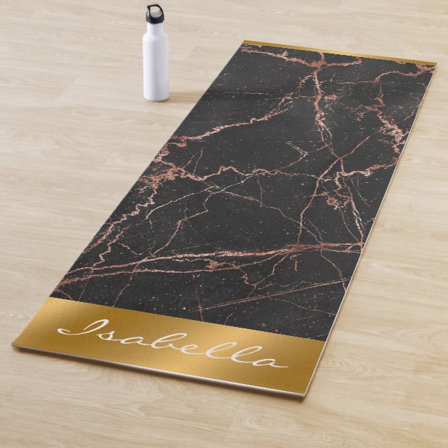 Luxury Trendy Marble Pink Black Customize Yoga Mat (In Situ)