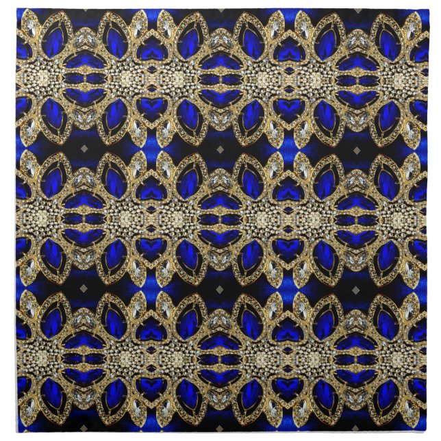 Luxury Trendy Stylish Gold Turquoise Cobalt Blue  Cloth Napkin (Front)