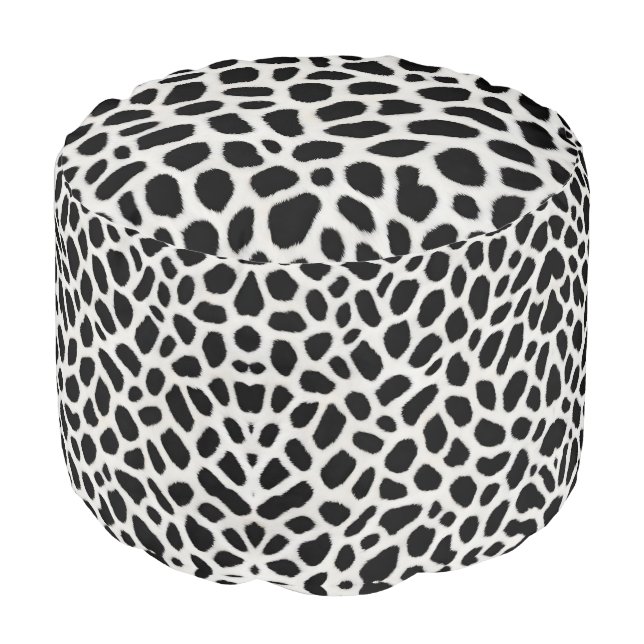 Luxury Trendy White Leopard Elegant Collection Pouf (Angled Front)