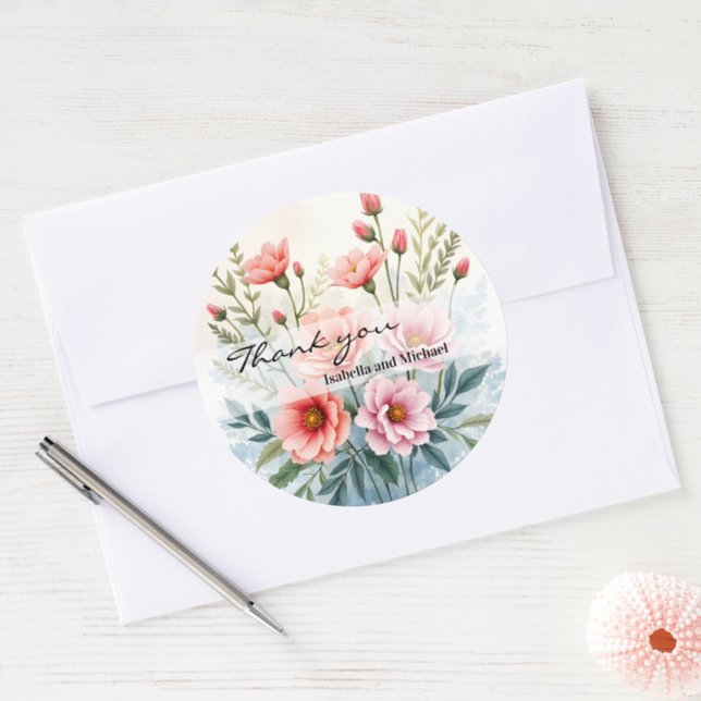 Luxury Trendy Wildflowers Beautiful Collection Classic Round Sticker (Envelope)