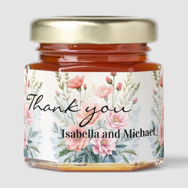 Luxury Trendy Wildflowers Beautiful Collection Honey Jar Favors (Front)