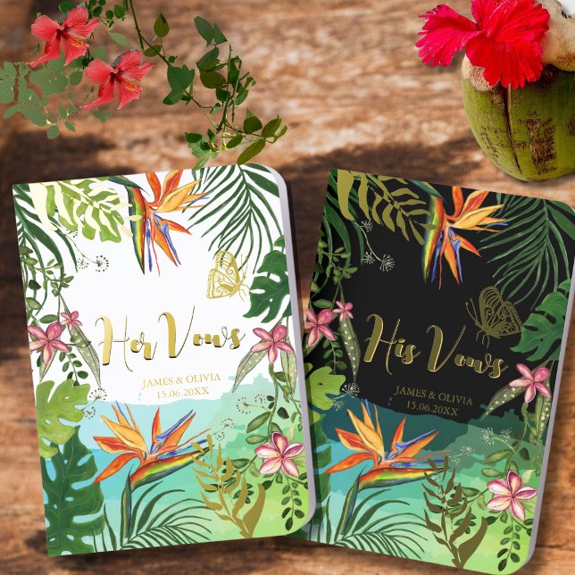 Luxury Tropical Bird of Paradise Gold Foil Wedding Vow Books (Luxury Tropical Bird of Paradise Gold Foil Wedding Vow Books)