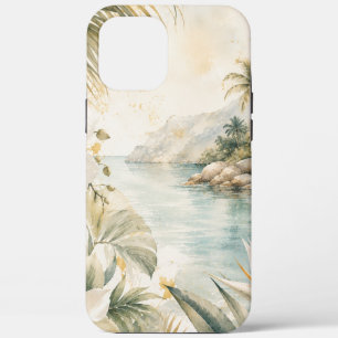 Luxury Tropical Coastal Watercolor Wall Art iPhone 12 Pro Max Case