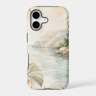 Luxury Tropical Coastal Watercolor Wall Art iPhone 17 Case
