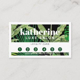Luxury Tropical Modern Boutique & Salon Black Loyalty Card