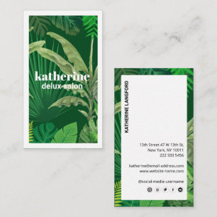Luxury Tropical Modern Boutique & Salon Green Business Card