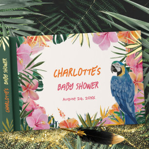 Luxury Tropical Parrot Jungle Baby Shower Foil Guest Book