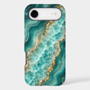 Luxury Turquoise Agate Marble with Gold Veins iPhone 17 Air Case