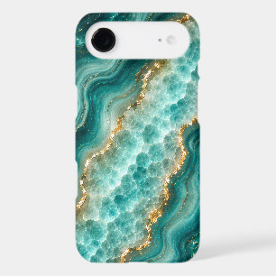 Luxury Turquoise Agate Marble with Gold Veins iPhone 17 Air Case