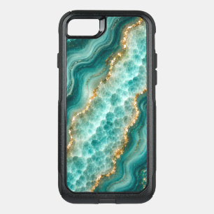 Luxury Turquoise Agate Marble with Gold Veins OtterBox Commuter iPhone SE/8/7 Case
