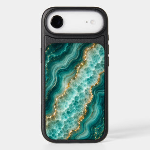 Luxury Turquoise Agate Marble with Gold Veins iPhone 17 Air Case