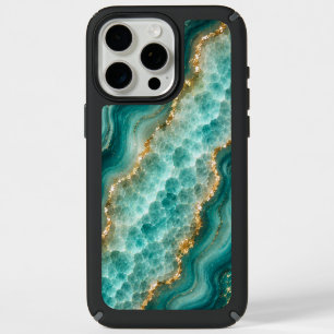 Luxury Turquoise Agate Marble with Gold Veins iPhone 15 Pro Max Case