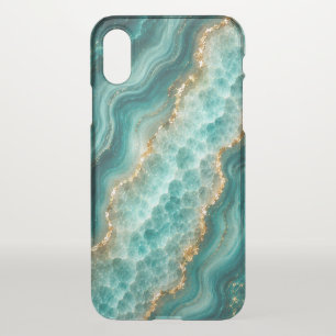 Luxury Turquoise Agate Marble with Gold Veins iPhone XS Case