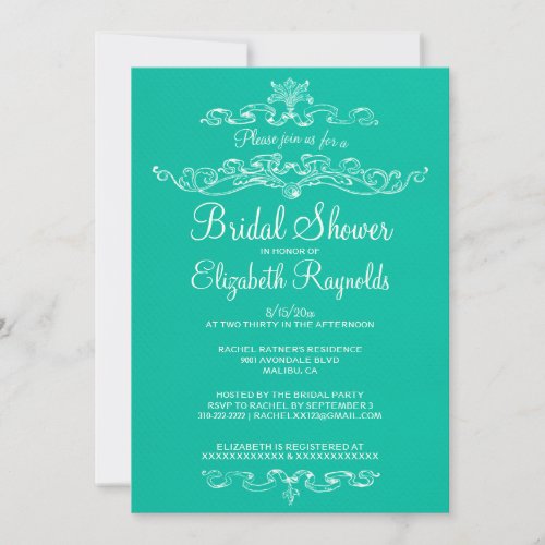 Luxury Turquoise Bridal Shower Invitations
