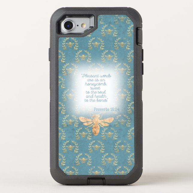 Luxury Turquoise Gold Bee Wreath Matrix Faith  Otterbox iPhone Case (Back)