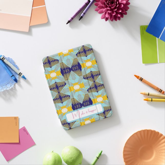 ⁠Luxury Turquoise Gold Leaf Mandala  iPad Mini Cover (In Situ)