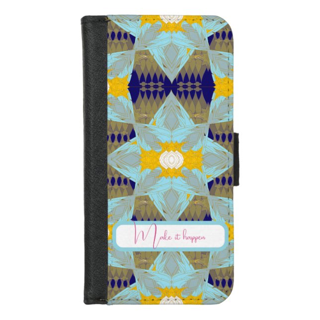⁠Luxury Turquoise Gold Leaf Mandala  iPhone Wallet Case (Front)