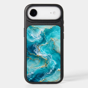 Luxury Turquoise Ocean Marble with Gold Foil Waves iPhone 17 Air Case