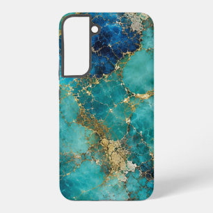 Luxury Turquoise Stone with Elegant Gold Veins Samsung Galaxy S22+ Case