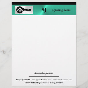 Luxury Turquoise with Black Key Real Estate  Letterhead