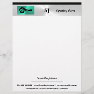 Luxury Turquoise with Black Key Real Estate  Letterhead