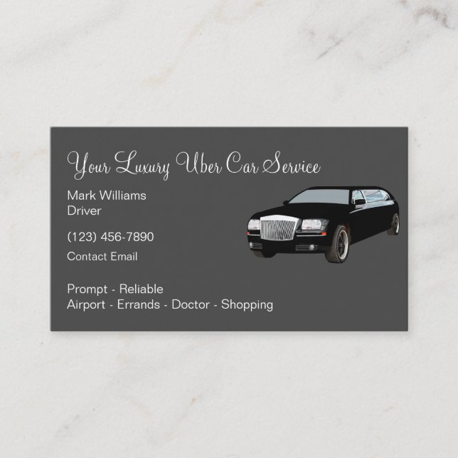 Luxury Uber Driver Transportation Business Cards (Front)