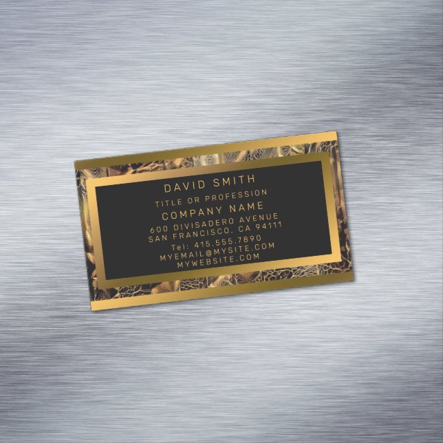 Luxury Unique Wood Gold Business Card Magnet (In Situ)
